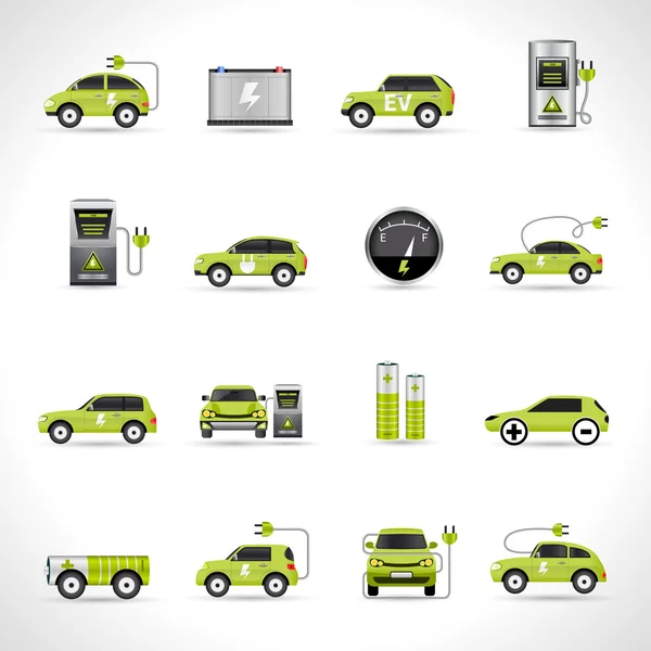 Iconos del coche eléctrico — Vector de stock