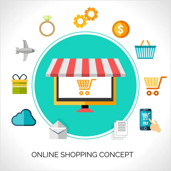 Online Shopping Concept — Stock Vector