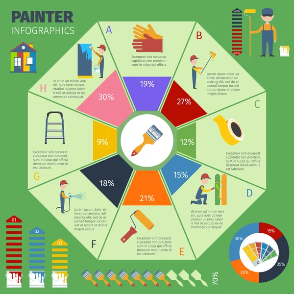 Cartaz de apresentação infográfica do pintor — Vetor de Stock