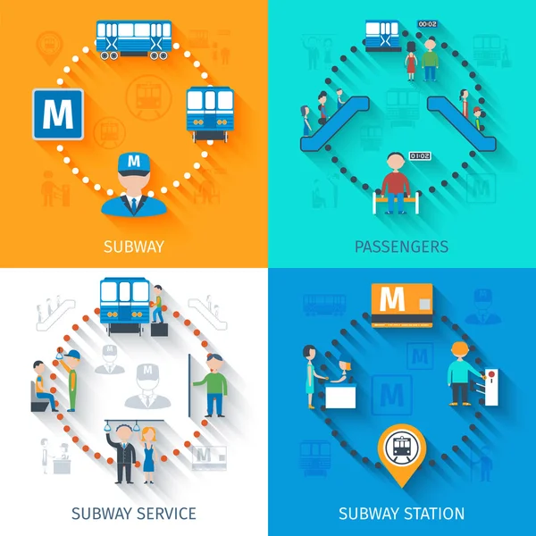 Conjunto de conceptos de diseño de metro — Vector de stock