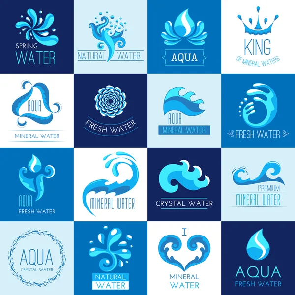 Conjunto de emblemas de agua — Archivo Imágenes Vectoriales