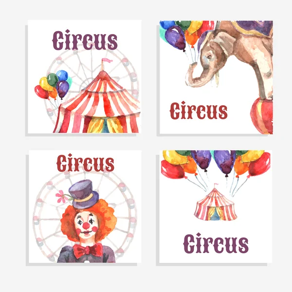 Ensemble de cartes de cirque — Image vectorielle