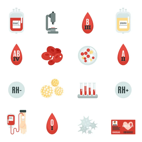 Iconos del donante de sangre plana — Archivo Imágenes Vectoriales
