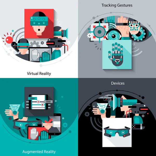 Conjunto de realidad aumentada virtual — Archivo Imágenes Vectoriales