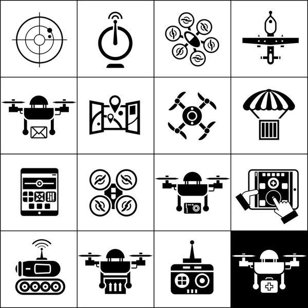 Drone Icons Black — Stock Vector