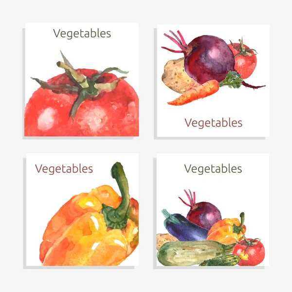 Conjunto de tarjetas vegetales — Vector de stock