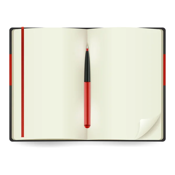 Açık Notepad gerçekçi — Stok Vektör