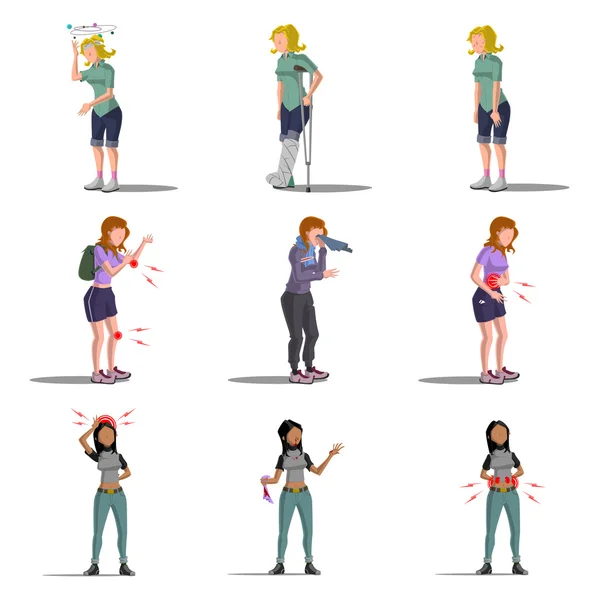 Medicine disease woman flat characters set — Stock Illustration Medicine disease woman flat characters set Royalty Free Stock Illustrations