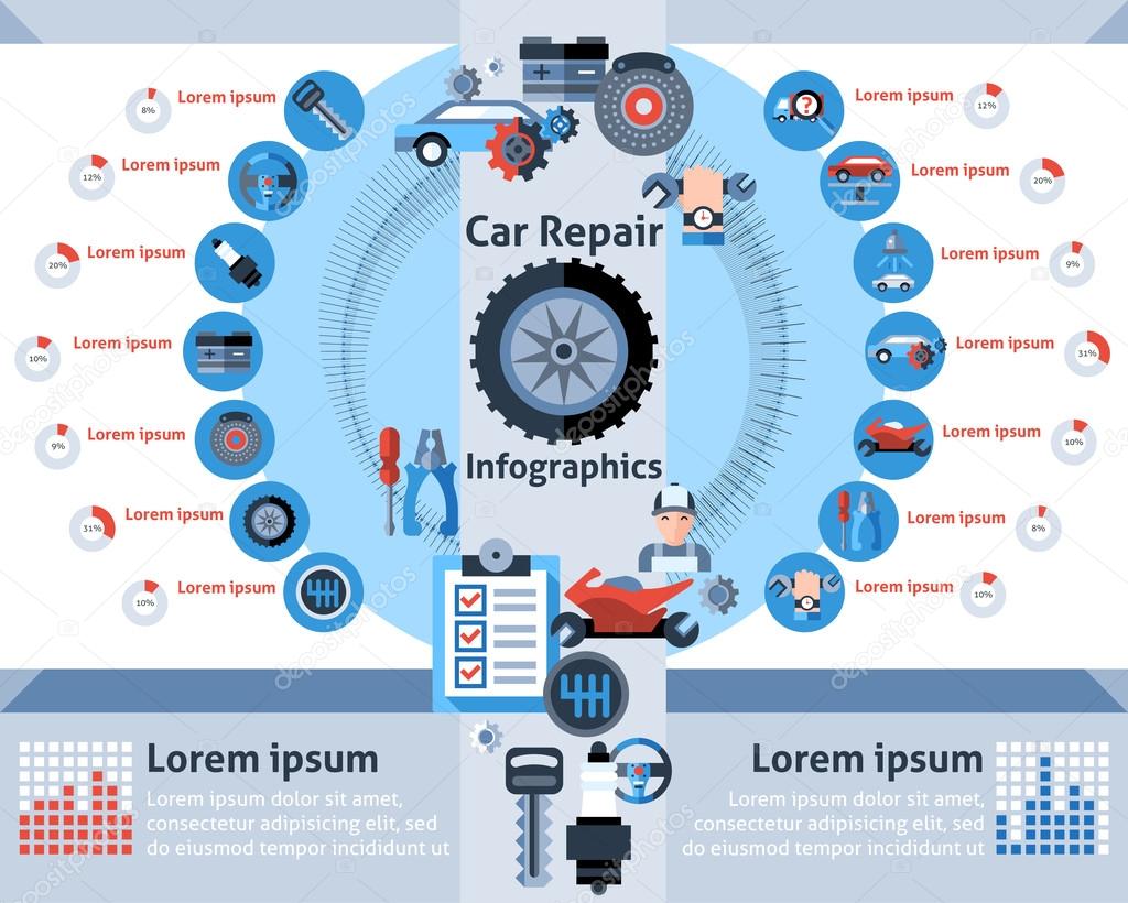 Car Repair Infographics Set