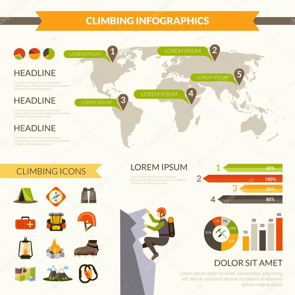 Climbing Infographics Set