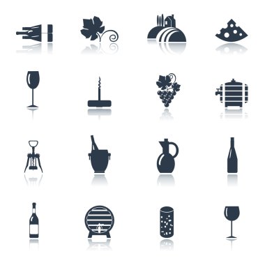 Şarap siyah Icons set