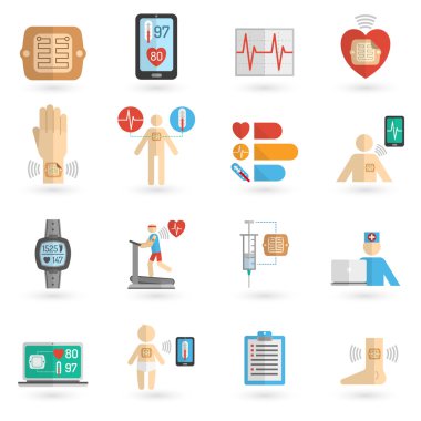 Wearable smart patch flat icons clipart