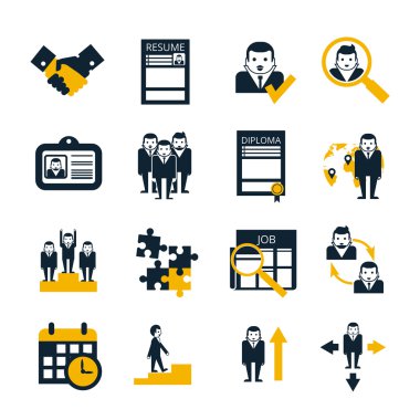 İnsan kaynakları siyah Icons set