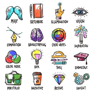 Yaratıcı süreç Icons set