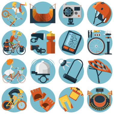 Düz Icons set Bisiklete binme