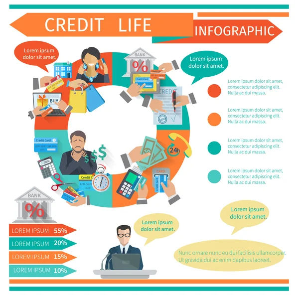 Infografías de vida crediticia — Vector de stock