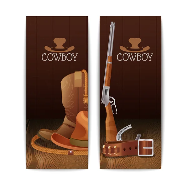 Zwei vertikale Cowboy-Banner — Stockvektor