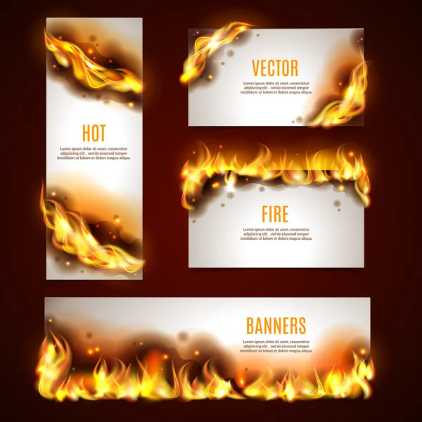 Banner mit heißem Feuer angezündet — Stockvektor