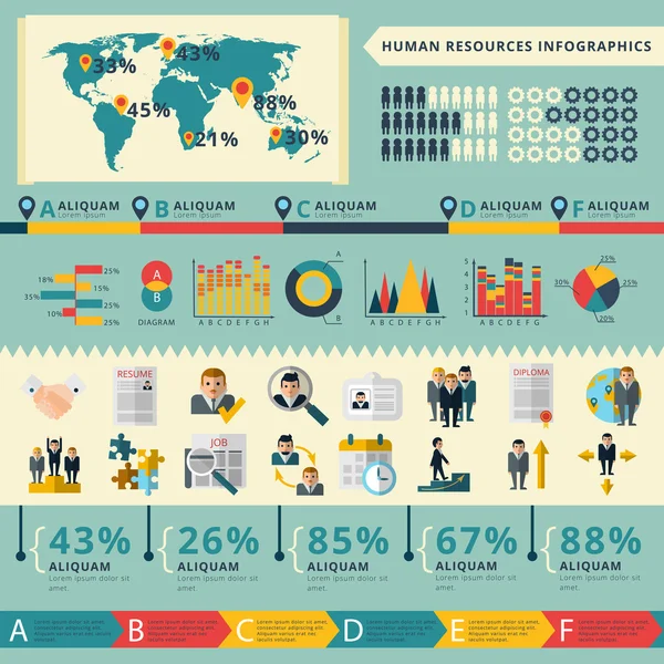 İnsan kaynakları Infographic rapor sunumu — Stok Vektör