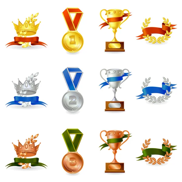 Conjunto de premios y medallas — Vector de stock