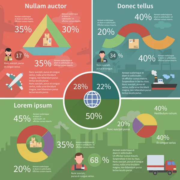 Wereldwijde logistieke infographic platte poster — Stockvector
