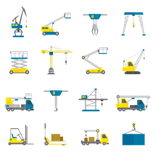 Ensemble d'icône plate d'équipement de levage — Image vectorielle