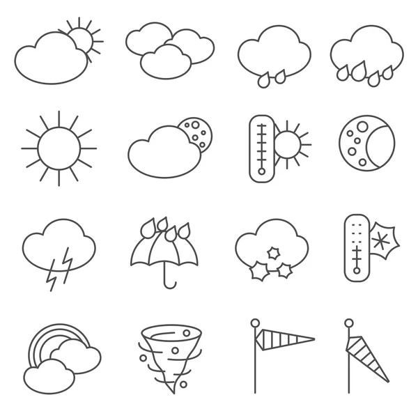 Väderprognos symboler ikoner set line — Stock vektor