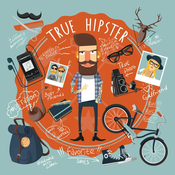 Hipster concepto sello icono — Archivo Imágenes Vectoriales