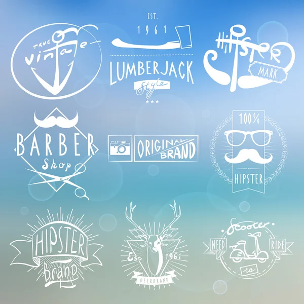 Hipster white vintage labels background — Stock Vector