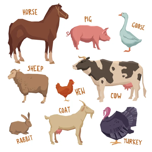 Grupo de animales de granja — Vector de stock