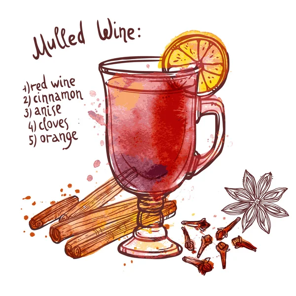 Mulled şarap seti — Stok Vektör