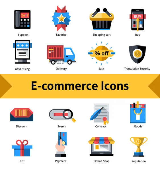 Conjunto de iconos de comercio electrónico — Vector de stock