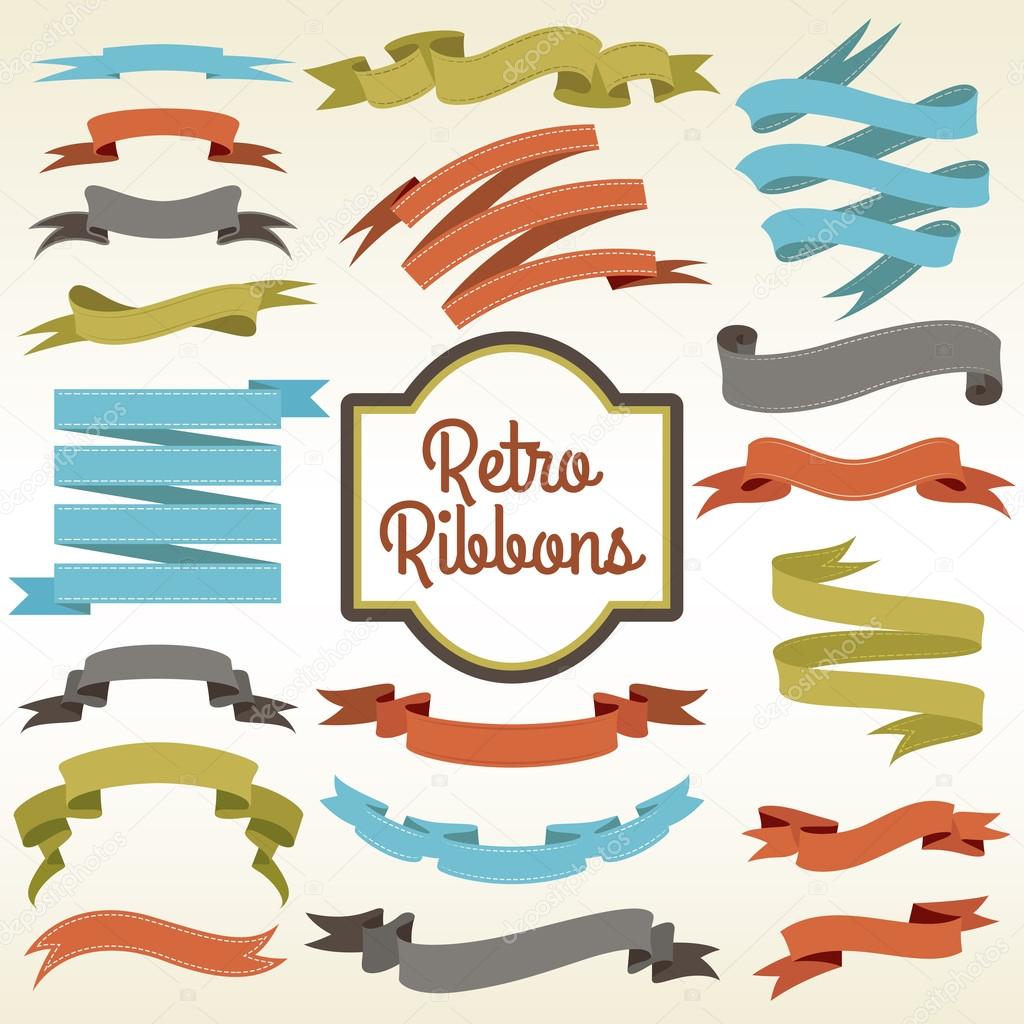 Retro ribbons cuttings composition poster