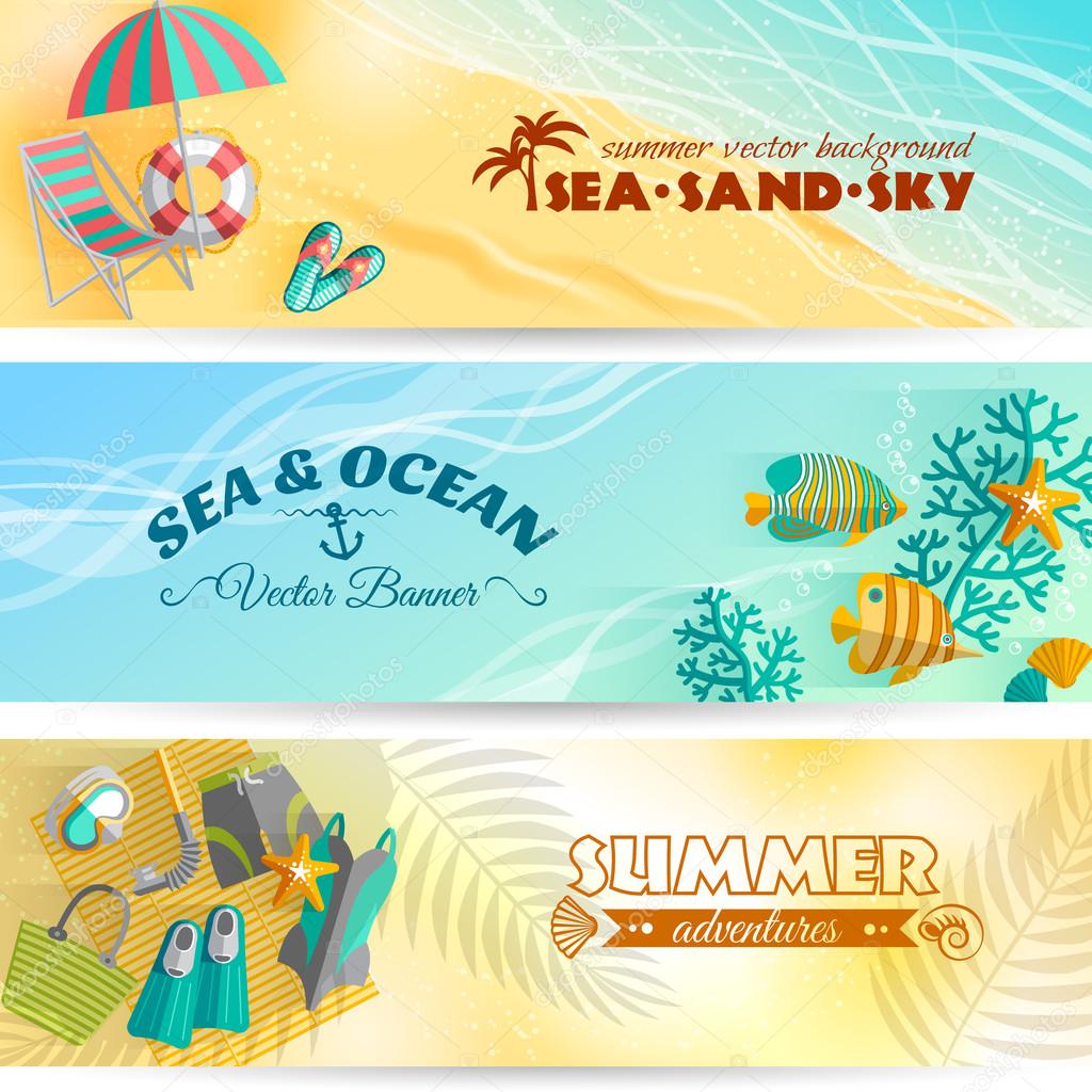 Summer holiday vacation banners set