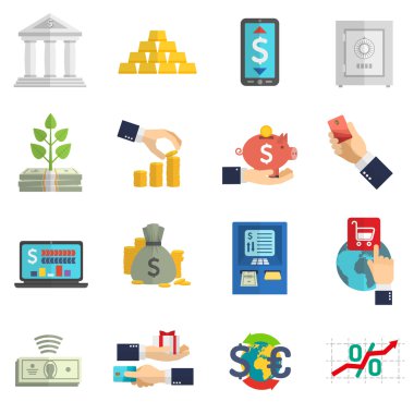 Bankacılık sistemi Icons set