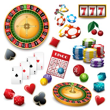 Casino symbols set composition poster clipart