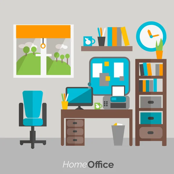 Meubles de bureau à domicile icône affiche — Image vectorielle