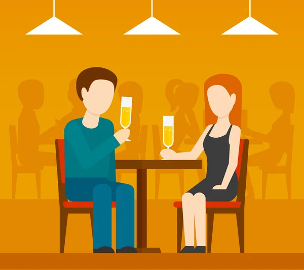 Date dans le restaurant — Image vectorielle