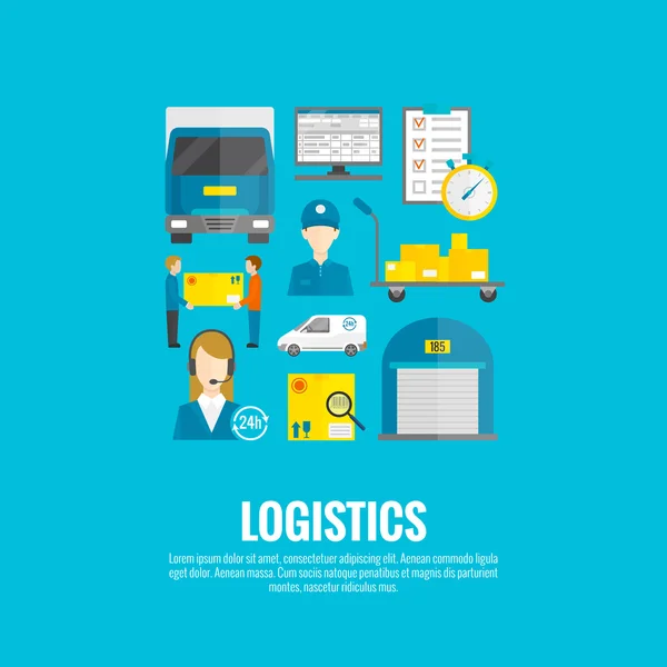 Logistic Icons Flat — Stock Vector