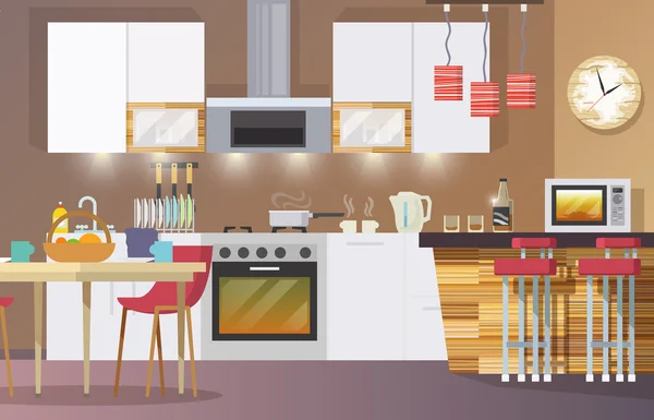 Keuken interieur Flat — Stockvector