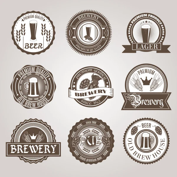 Set etiquetas de cerveza negro — Vector de stock