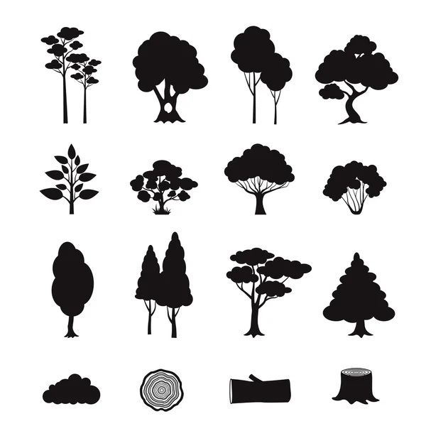 Elementos florestais preto — Vetor de Stock