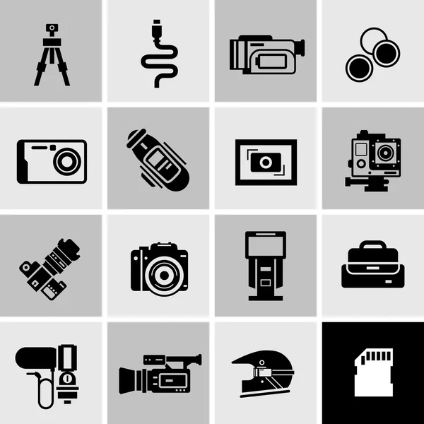 Camera pictogrammen Black — Stockvector