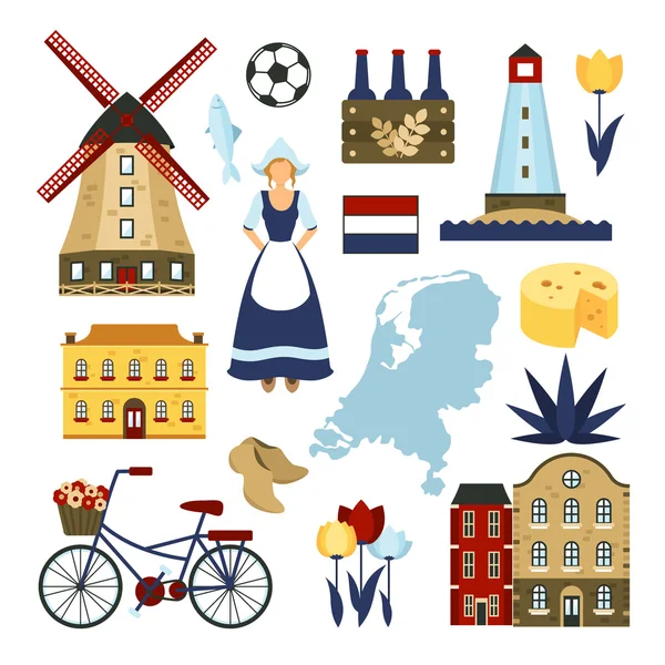 Netherlands Symbols Set — Stock Vector