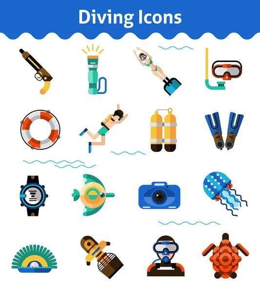 Diving Icons Set — Stock Vector