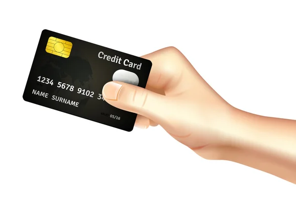 Mão segurando ícone de cartão de crédito —  Vetores de Stock