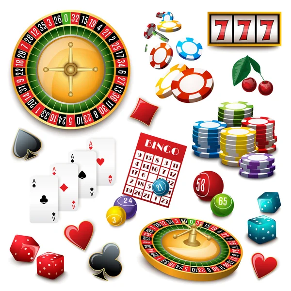 Casino symbols set composition poster — Stock Vector