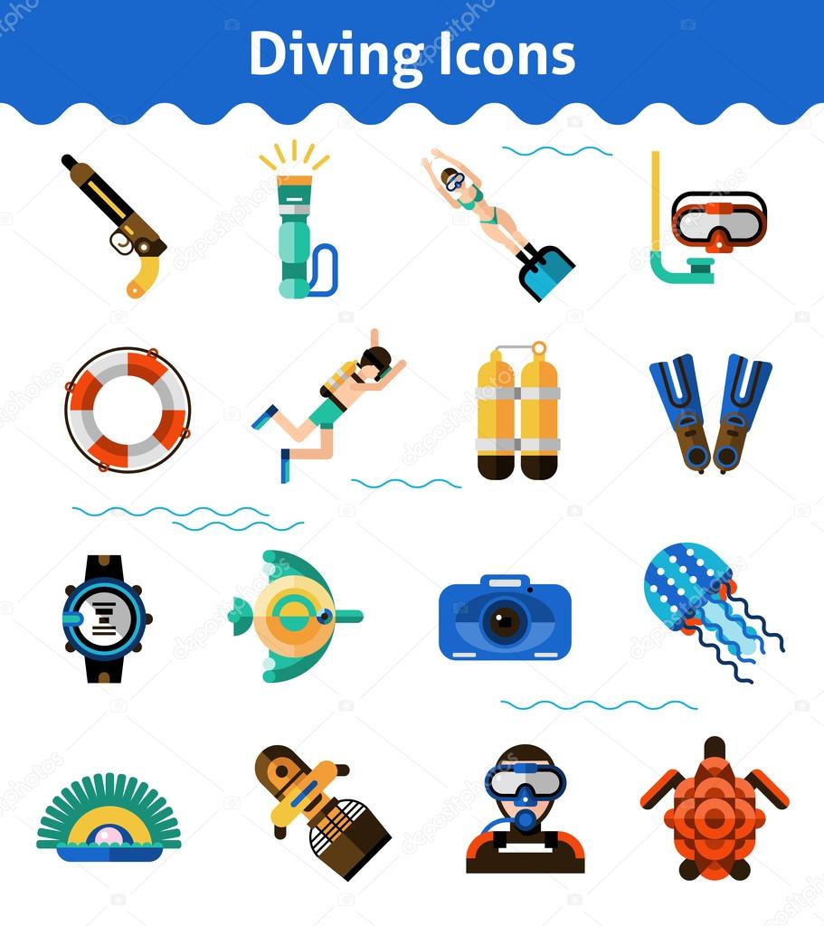 Diving Icons Set