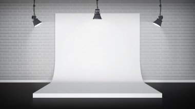 Studio iç beyaz zemin ile 