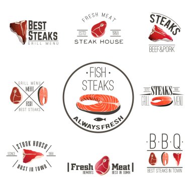 Steak house labels collection clipart